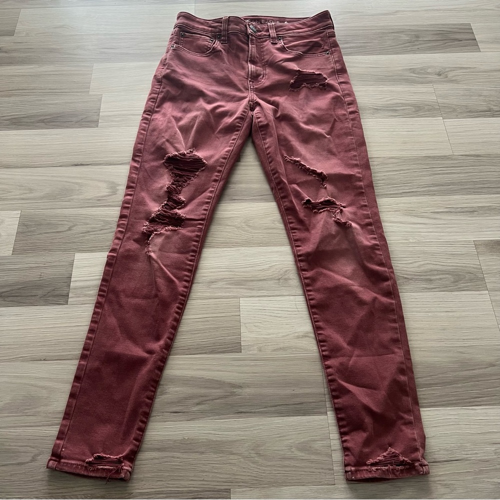 American Eagle Outfitters JEGGINGS Rip Jeans Ladies sz 8 Super Stretch